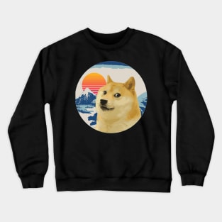 Doge Meme Much Wow japan mount fuji hokusai SHIBA INU Crewneck Sweatshirt